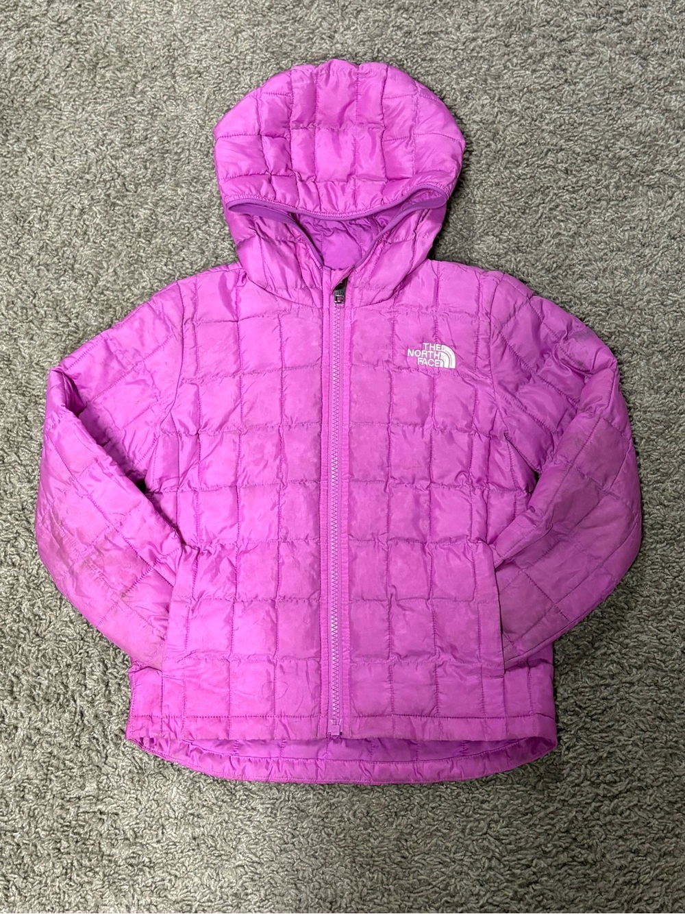 The North Face Girls' Purple Quilted Hooded Jacket